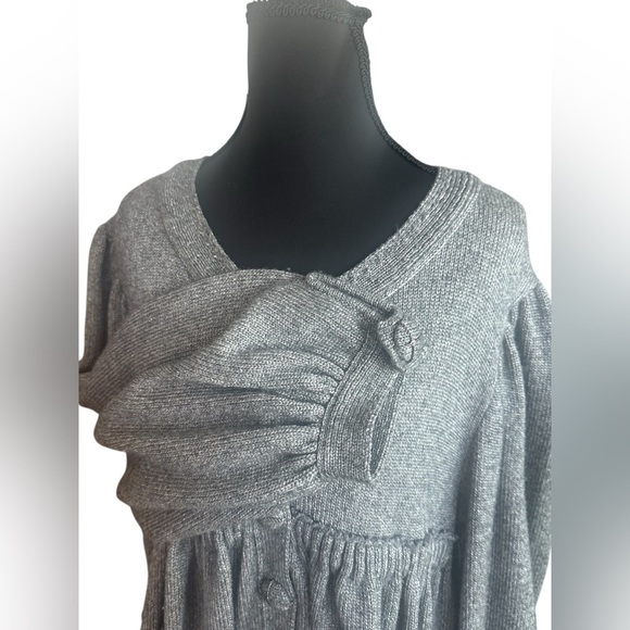 CHANEL Wool Blend Gray Women's Logo Button Snap Front Cardigan Size EU46/US12/L - Picture 5 of 10